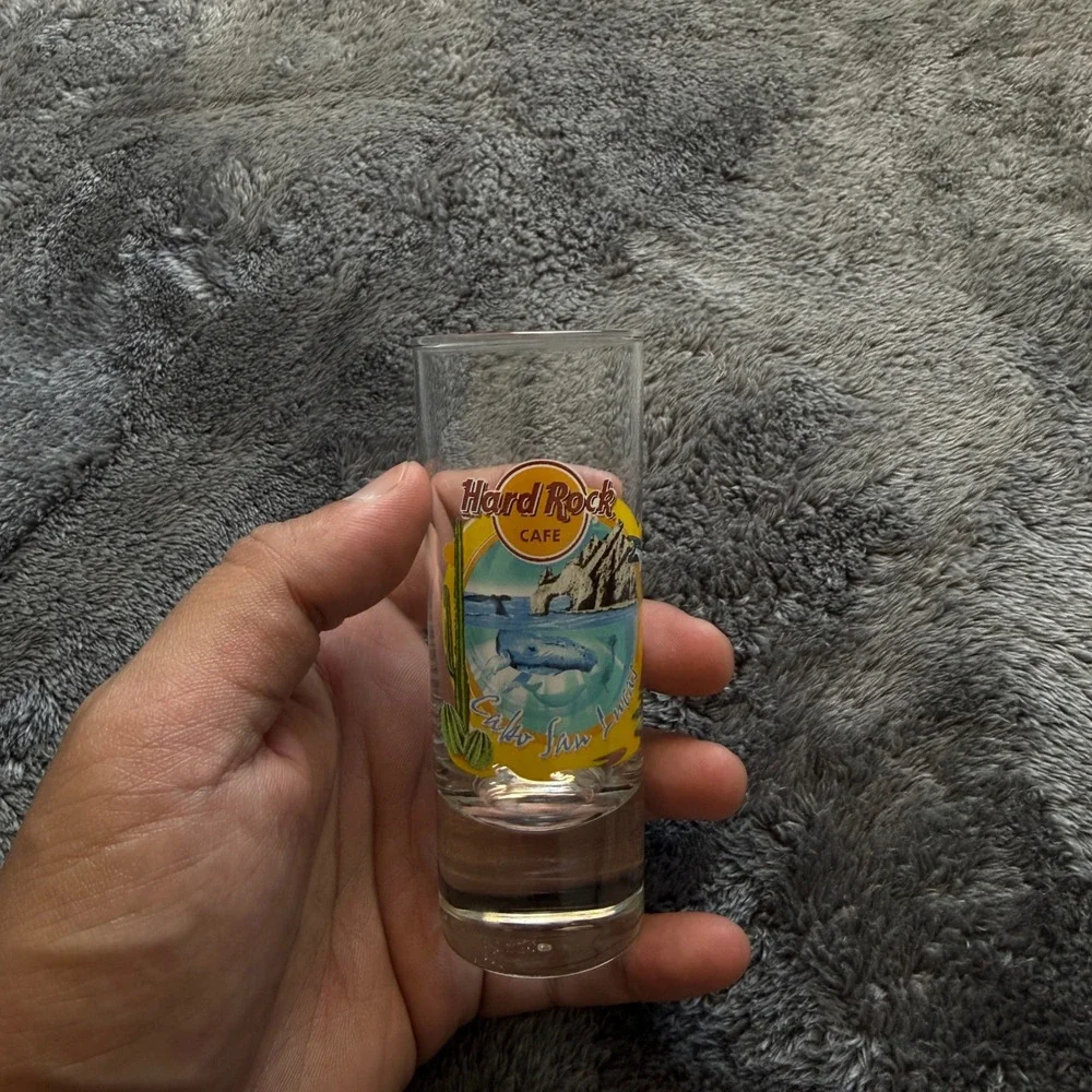 Hard Rock Cafe Cabo San Lucas Shot Glass Shooter El Arco Whale Graphic Clear